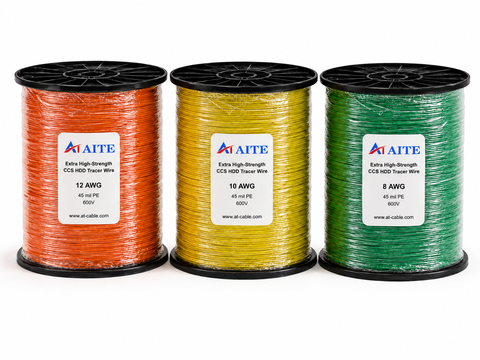 AITE Extra High-Strength CCS HDD tracer wire reels in 12, 10 and 8 AWG